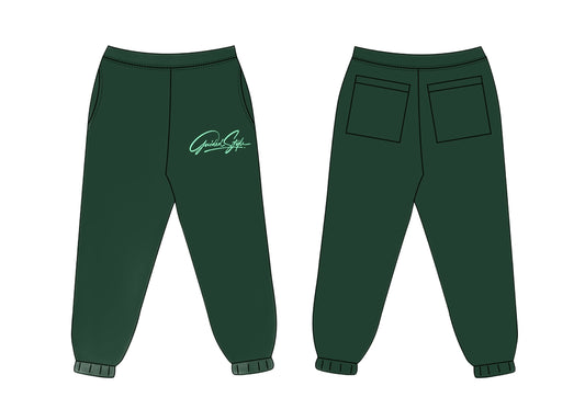 Guided Style Embroidered Jogger Pants -Hunter Green