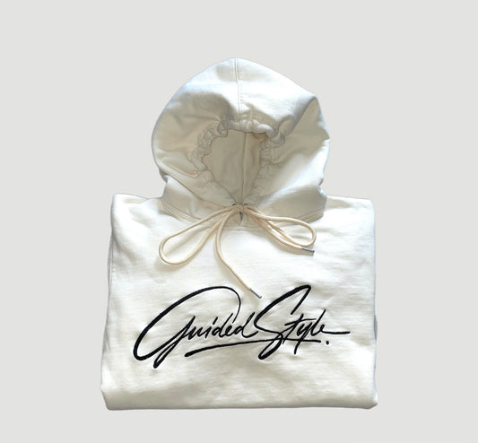 Guided Style Embroidered Pullover Hoodie -Cream