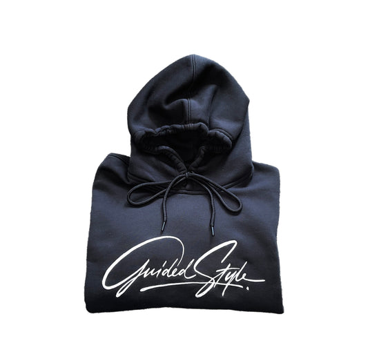 Guided Style Embroidered Pullover Hoodie -Black