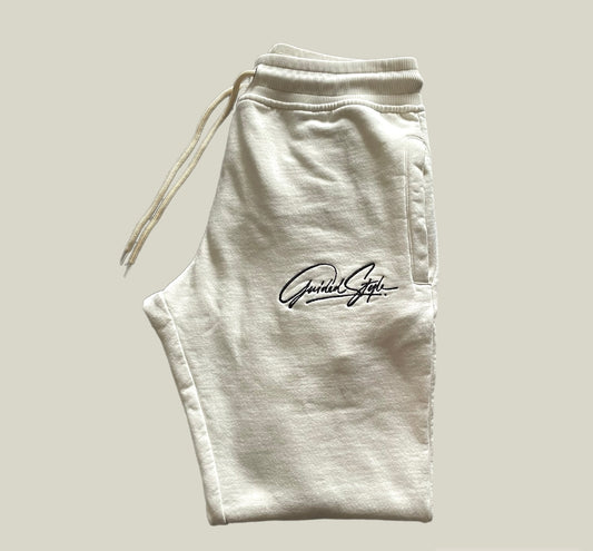 Guided Style Embroidered Jogger Pants -Cream