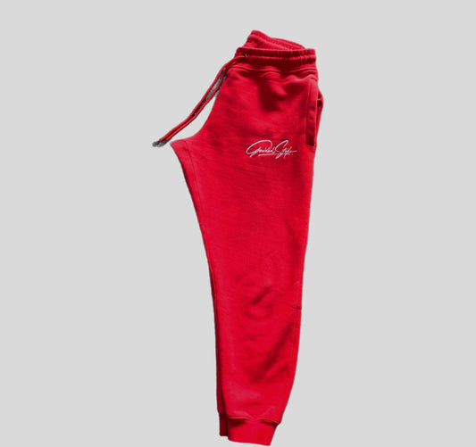 Guided Style Embroidered Jogger Pants -Red