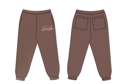 Guided Style Embroidered Jogger Pants -Mocha