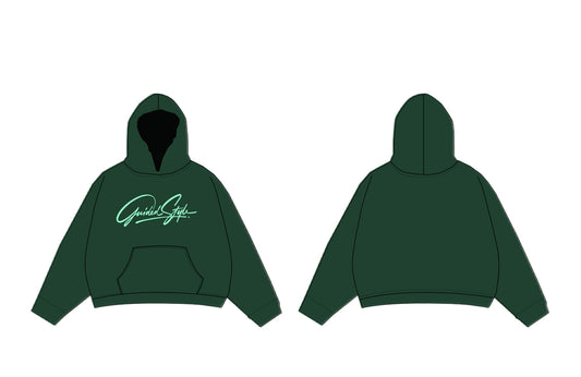 Guided Style Embroidered Pullover Hoodie -Hunter Green