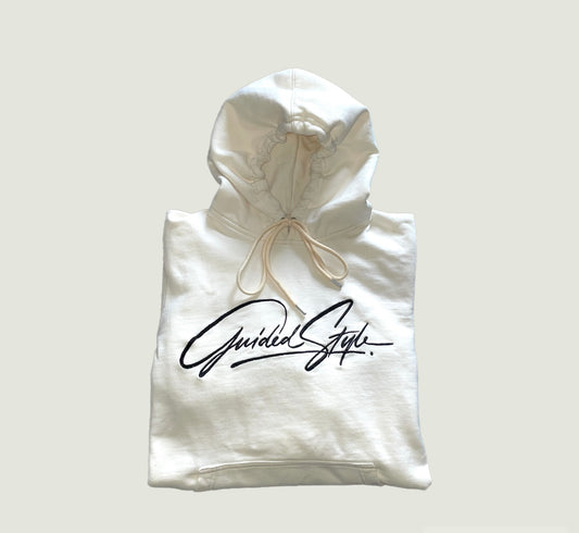 Guided Style Embroidered Pullover Hoodie -Cream