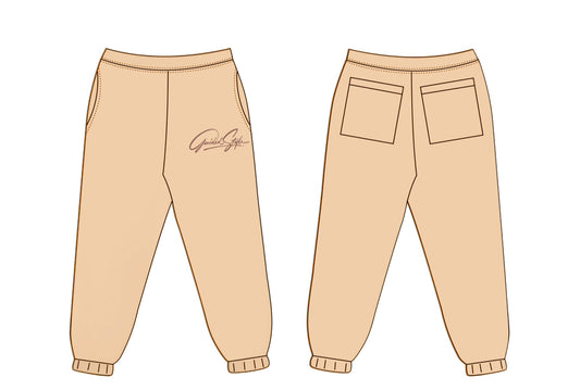 Guided Style Embroidered Jogger Pants -Latte